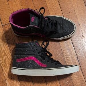 Vans Black and Pink Glitter Skater High-Tops (Unisex)